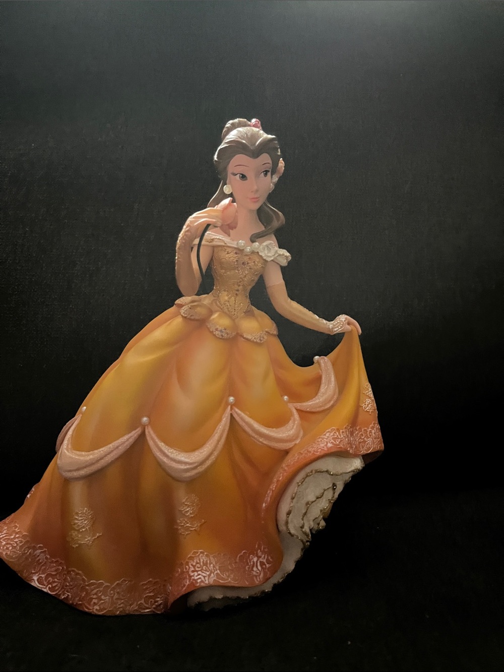 Disney Belle Enesco couture Figurine in Gold and Peach Gown